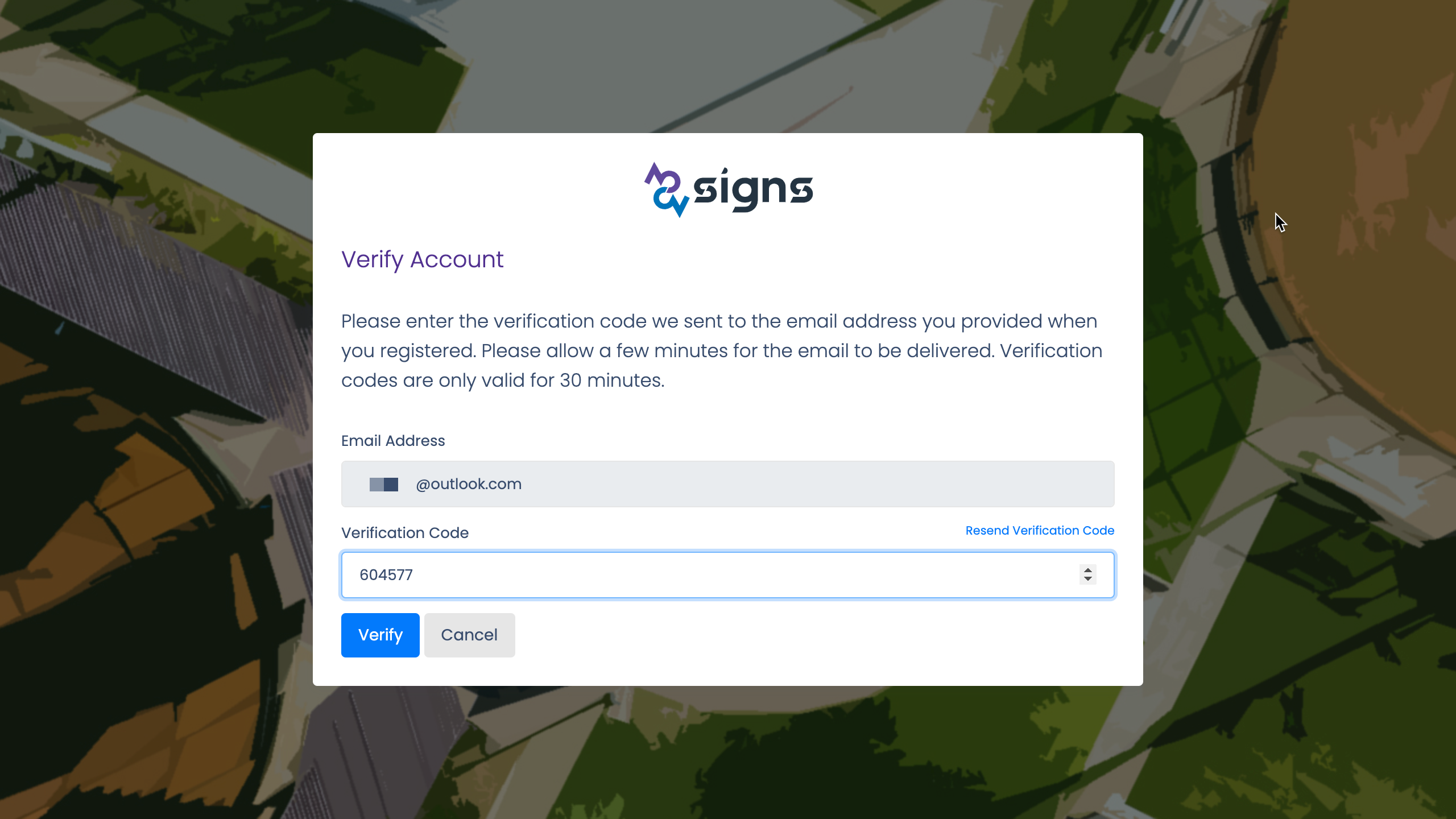 Verify account